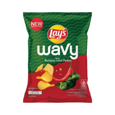 Lay's Wavy Keripik Kentang Snack Rasa Rumput Laut Pedas