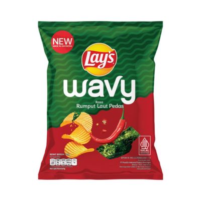 Lay's Wavy Keripik Kentang Snack Rasa Rumput Laut Pedas