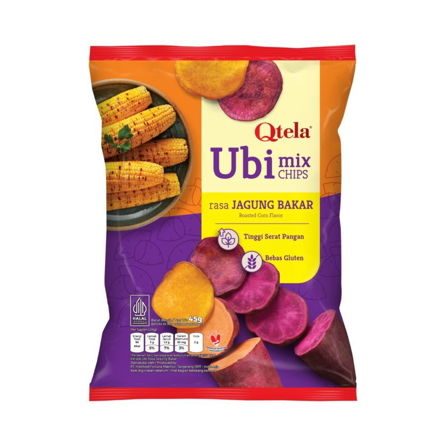 Qtela Keripik Ubi Mix Rasa Jagung Bakar 45gram