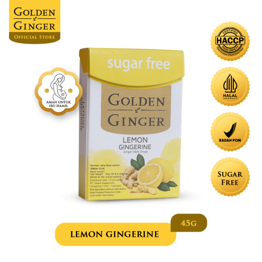 Golden Ginger Lemon Gingerine Sugar Free Fliptop 45gram