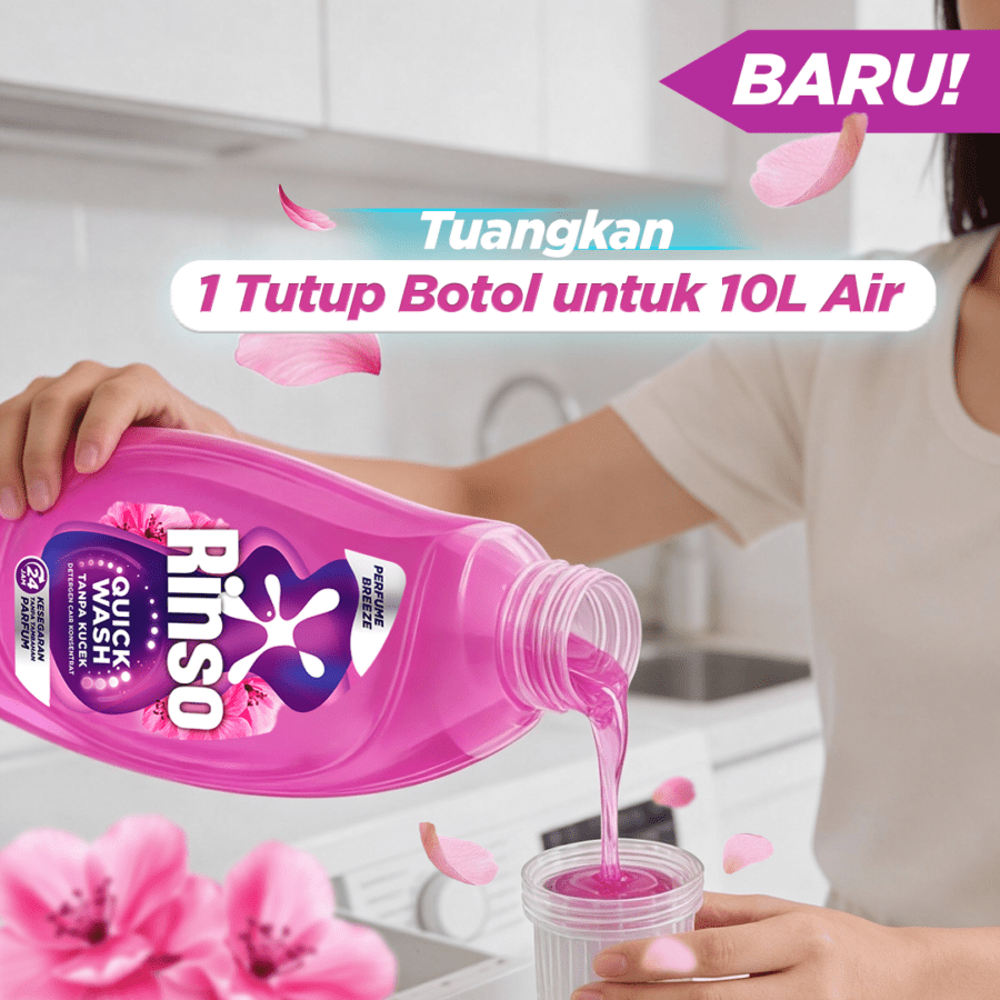 Rinso Quick Wash Perfume Breeze Deterjen Cair 650gram