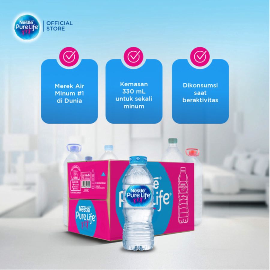 Nestle Pure Life Air Mineral Dus 330ml 24pcs