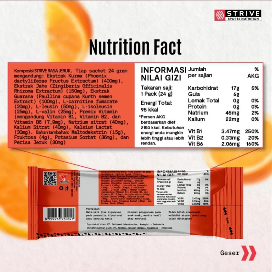 STRIVE Markisa Energy Gel 24 gram x 5 sachet 1 pcs 1box