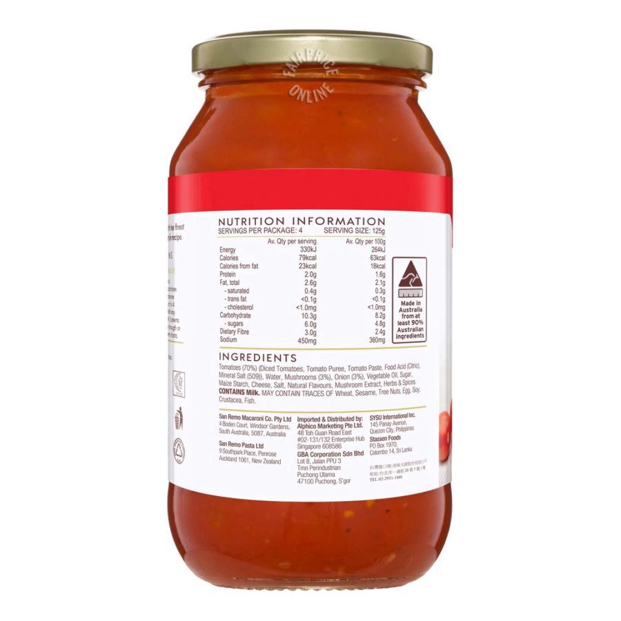 San Remo Bolognese Pasta Sauce 500gram