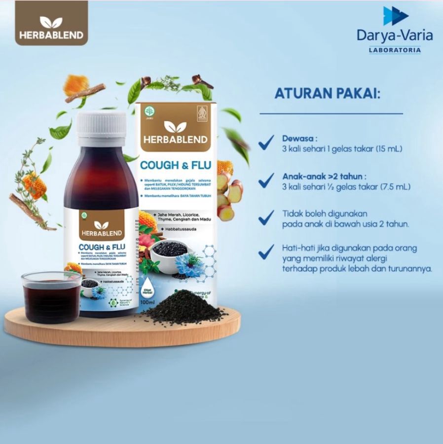 Herbablend Cough & Flu Sirup Herbal Obat Batuk dan Demam 100ml