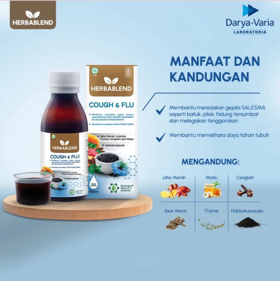 Herbablend Cough & Flu Sirup Herbal Obat Batuk dan Demam 100ml