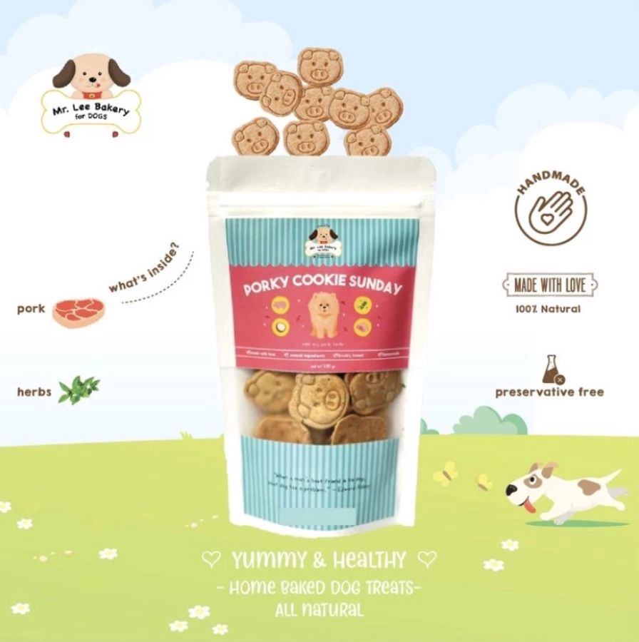 Mr Lee Bakery Porky Cookie Sunday Dog Biscuit Treats Snack Anjing 100gram