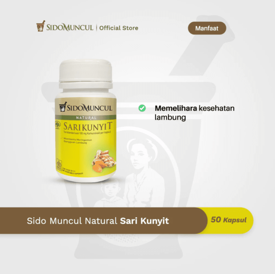 Sido Muncul Herbal Sari Kunyit Sakit Pencernaan & Lambung 50 Kapsul 50kapsul
