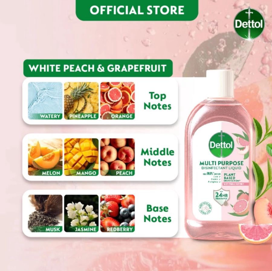 Dettol Multipurpose White Peach & Grapefruit Disinfectant Liquid 1000ml