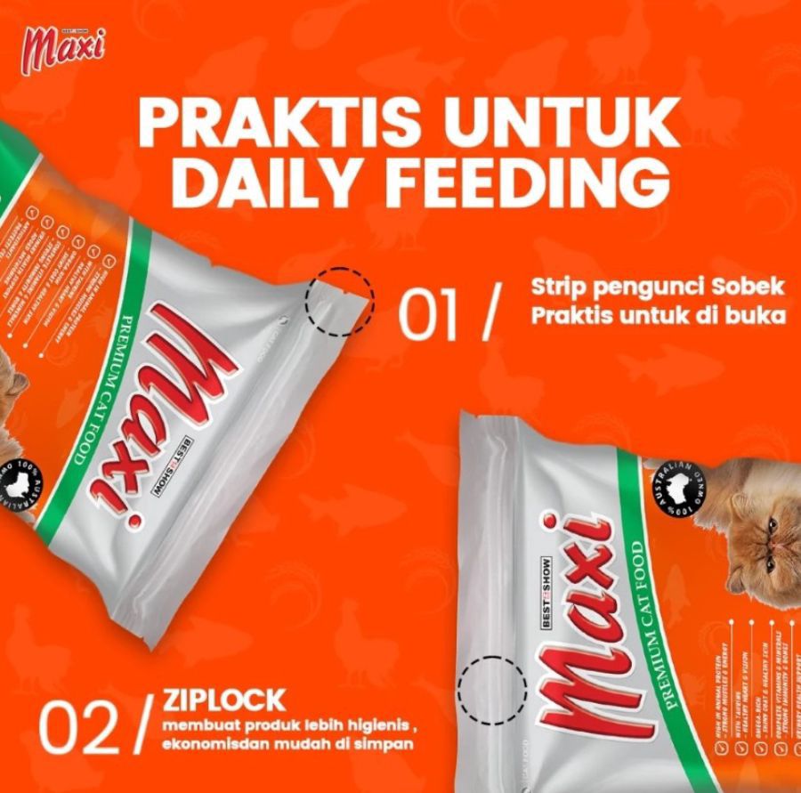 Maxi Chicken & Turkey Makanan Kucing Kering 800gram