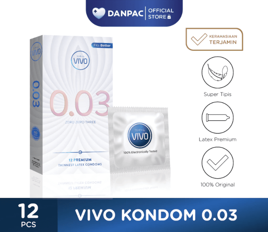 Vivo 0.03 Thinnest Premium Kondom Pria 12sachets