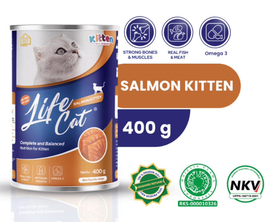 Life Cat Salmon Kitten Makanan Kucing Basah Kaleng