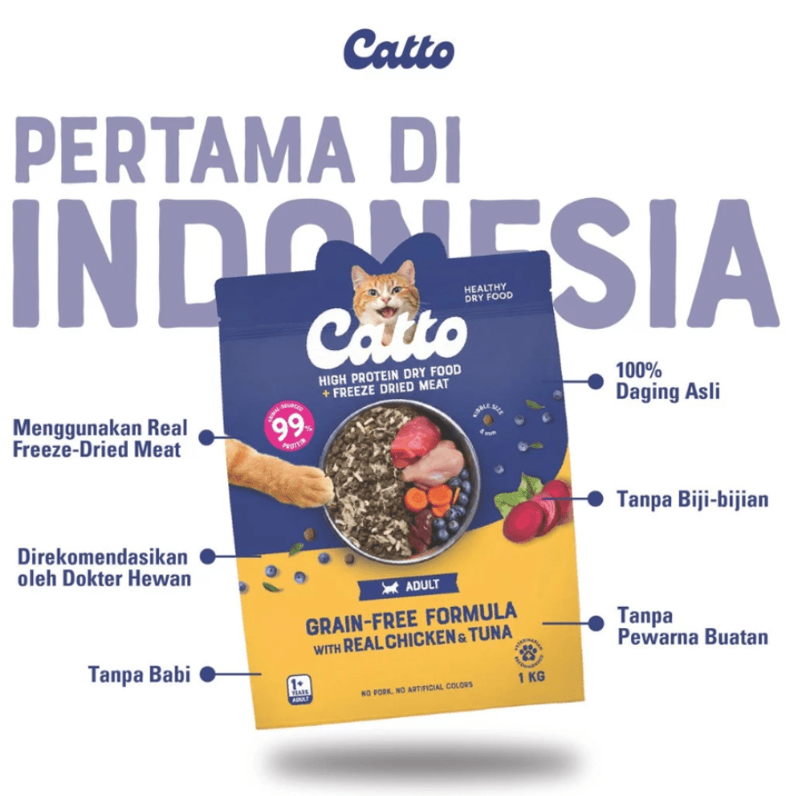 Catto Grain Free Chicken & Tuna Adult Makanan Kucing Kering
