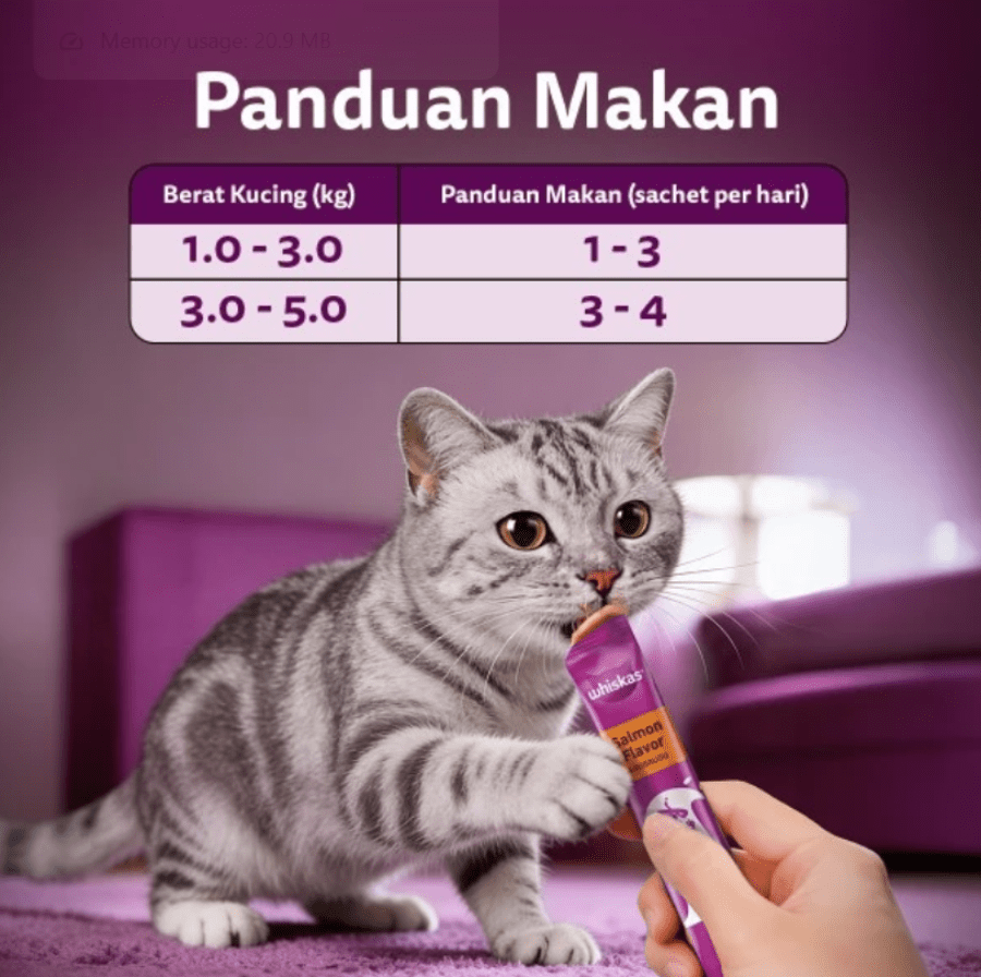 Whiskas Creamy Treats Salmon Snack Kucing 20 pcs x 12 gram 1pack