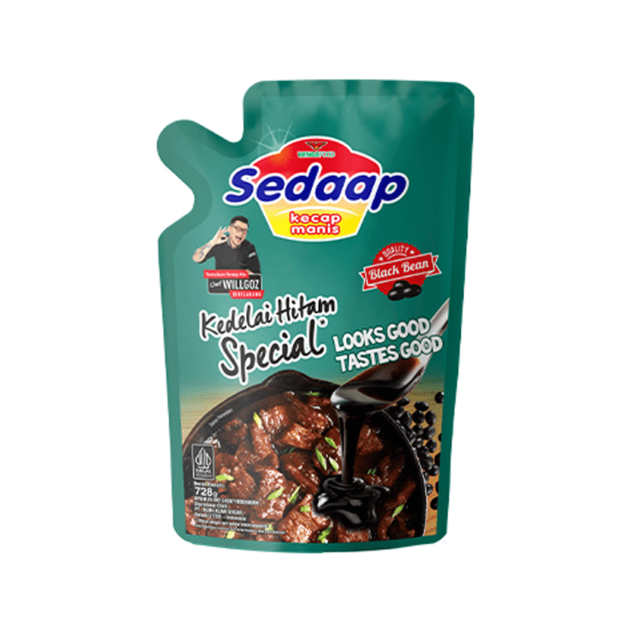Sedaap Kecap Manis Kedelai Hitam Spesial Refil + Gratis Piring 725gram