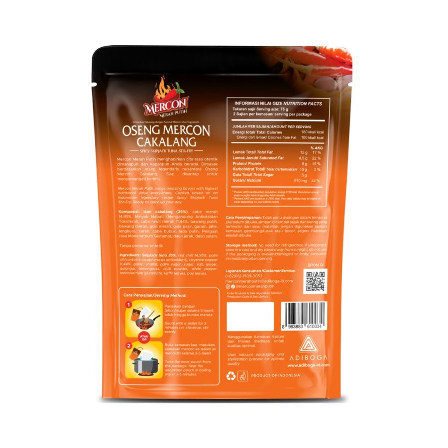 Mercon Merah Putih Oseng Mercon Cakalang 150gram