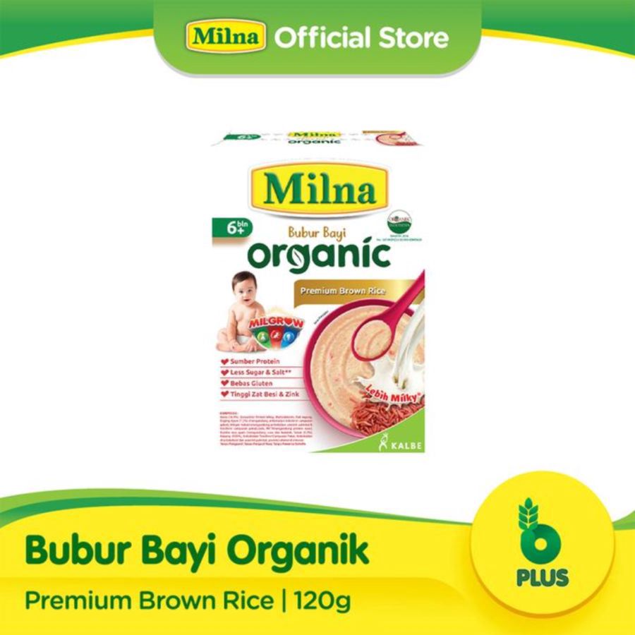 Milna Bubur Bayi Organik Beras Merah 6+ Bulan MPASI 120gram