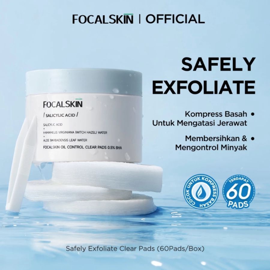 Focalskin Acne Exfoliating Clear Pad - Kapas Eksfoliasi  60pcs