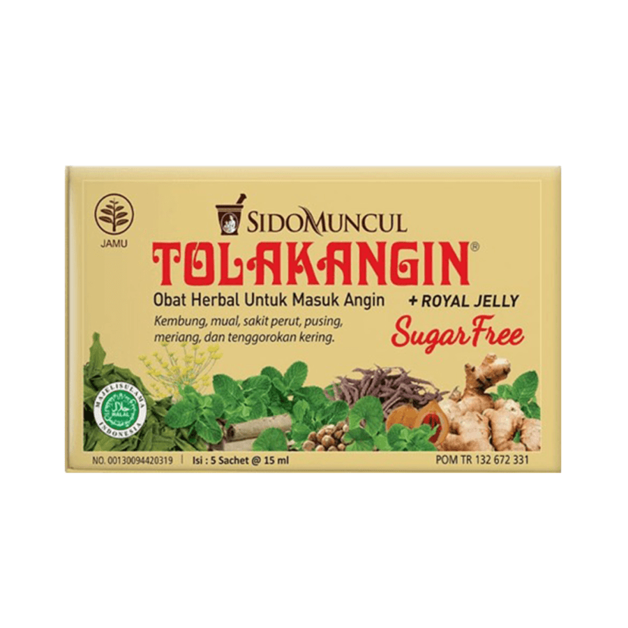 Tolak Angin Bebas Gula Royal Jelly Obat Herbal Masuk Angin 5 sachets 1box