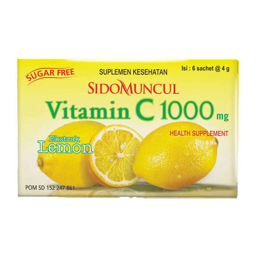 Sido Muncul Vitamin C 1000 Serbuk Lemon Suplemen Daya Tahan Tubuh 6sachets