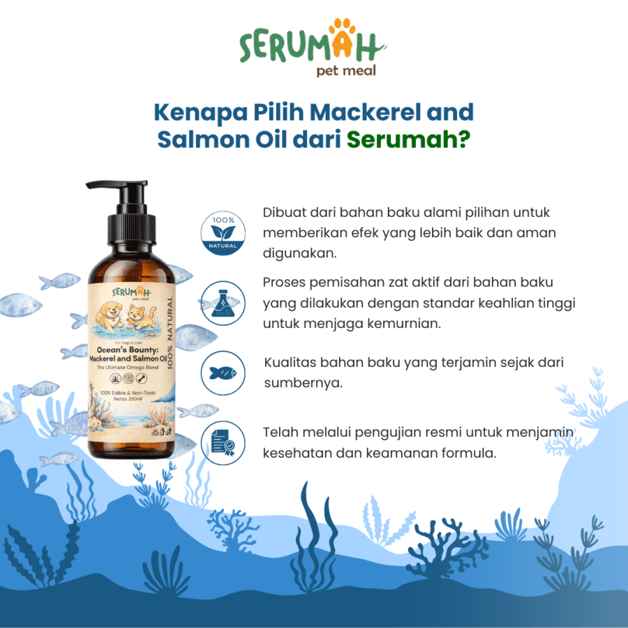 Serumah Fish Oil Ocean Bounty Mackerel & Salmon Suplemen Anjing dan Kucing 70ml