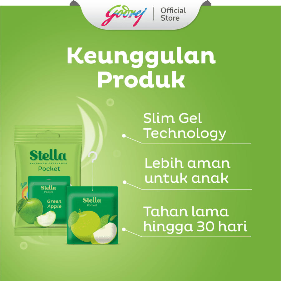 Stella Pocket Bathroom Green Apple Pengharum Kamar Mandi 10gram