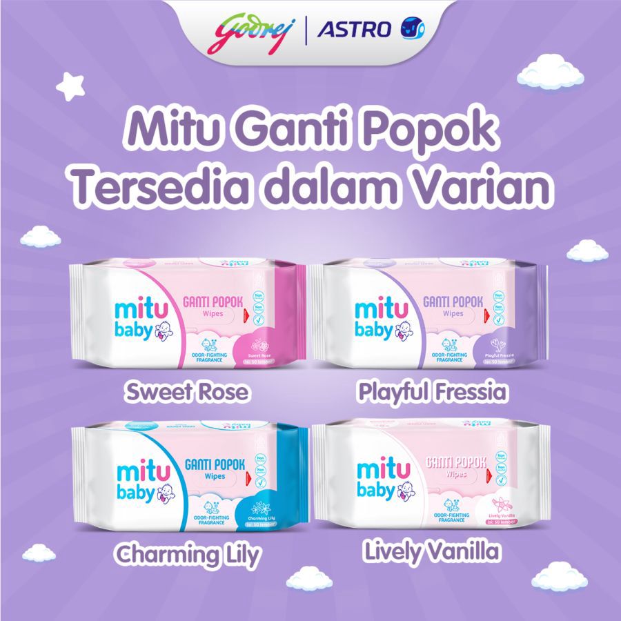 Buy 1 Get 1 Mitu Baby Ganti Popok Wipes Sweet Rose Tisu Basah 100sheets