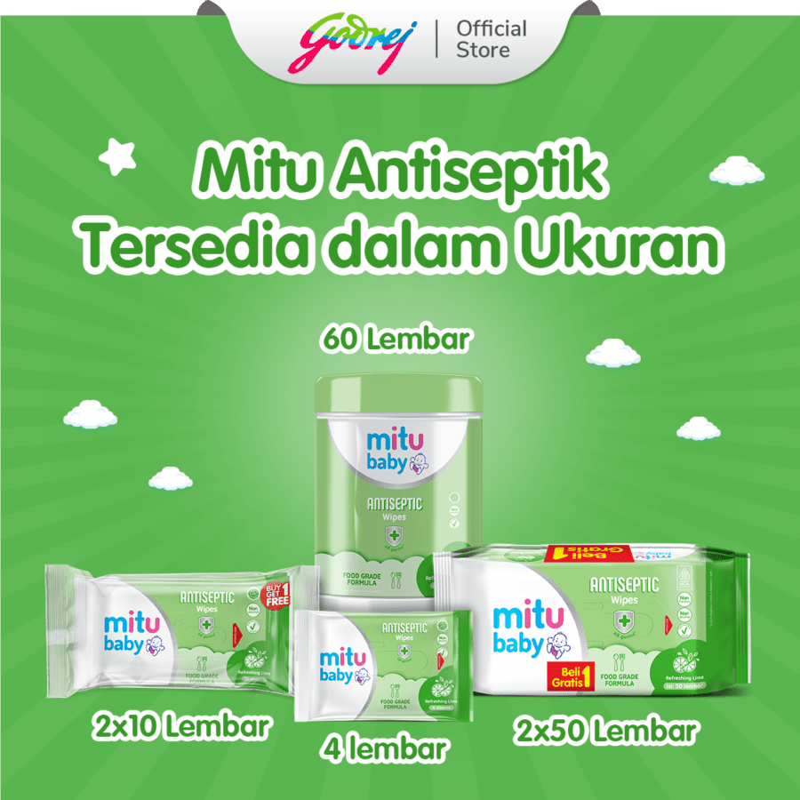Buy 1 Get 1 Mitu Antiseptic Wipes Refreshing Lime Tisu Basah 100sheets