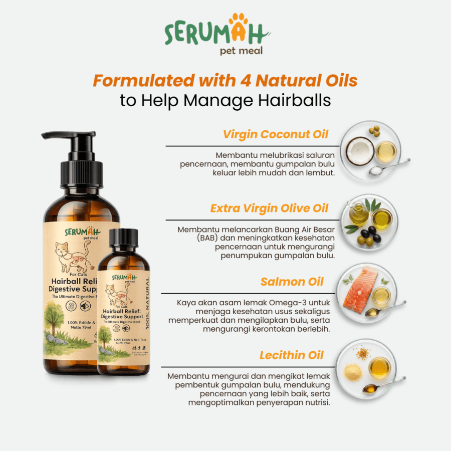 Serumah Hairball Relief Oil Supplemen Pencernaan Kucing 70ml