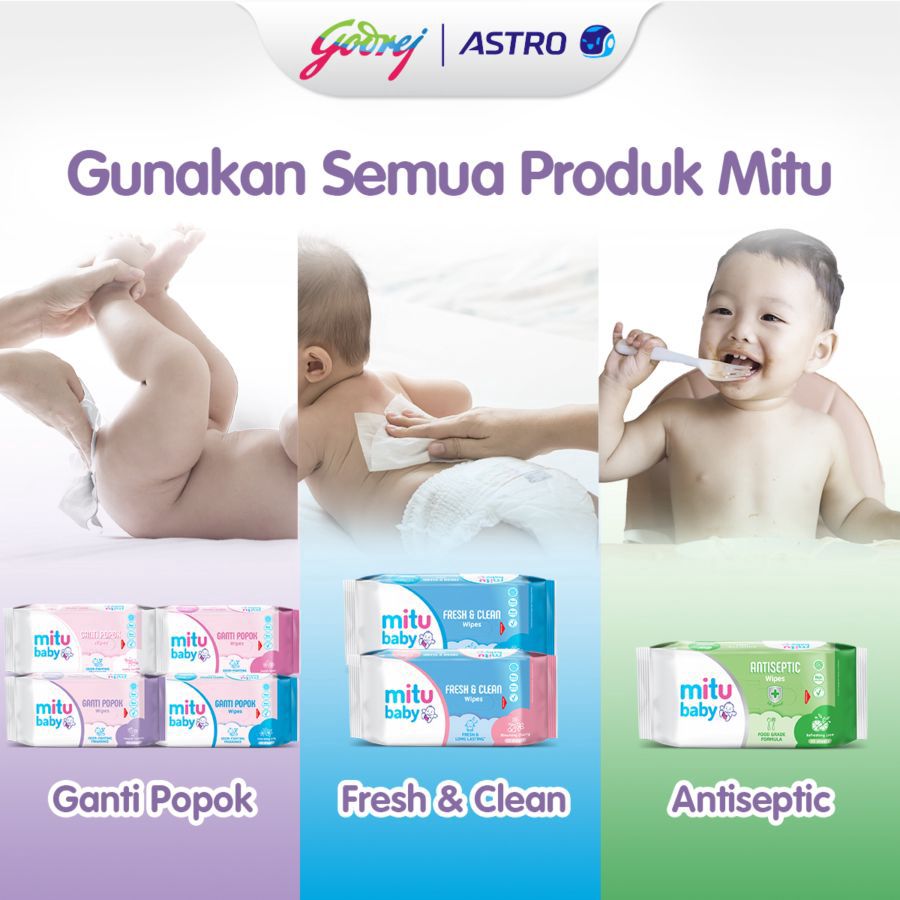 Buy 1 Get 1 Mitu Baby Ganti Popok Wipes Sweet Rose Tisu Basah 100sheets
