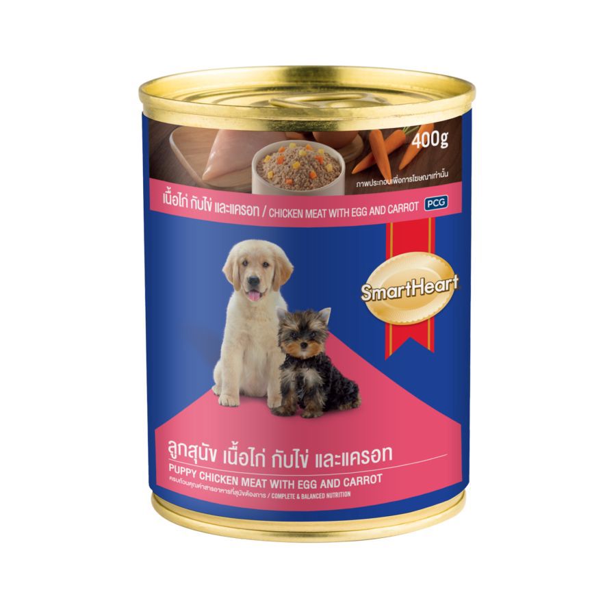 SmartHeart Chicken Meat with Egg & Carrot Puppy Makanan Anjing Kaleng 400gram
