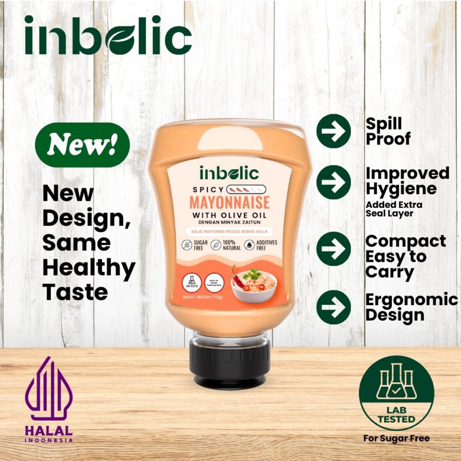 Inbolic Sugar-Free Spicy Mayonnaise with Olive Oil 175gram