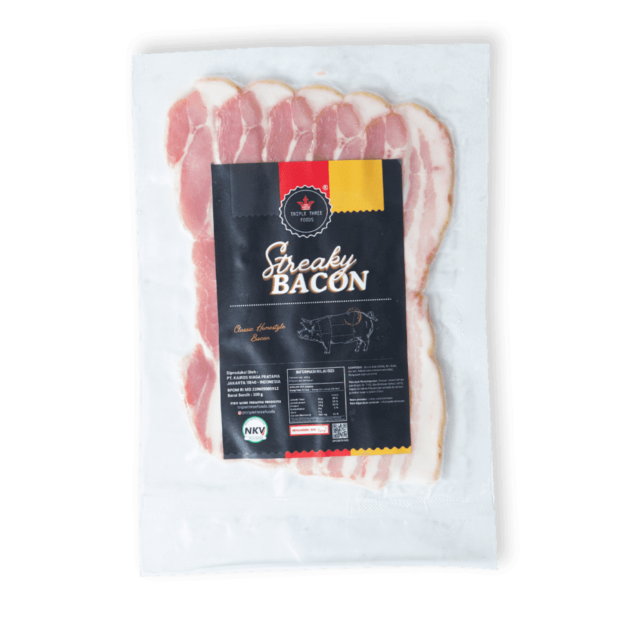 Triple Three Foods Streaky Bacon Sliced 100gram