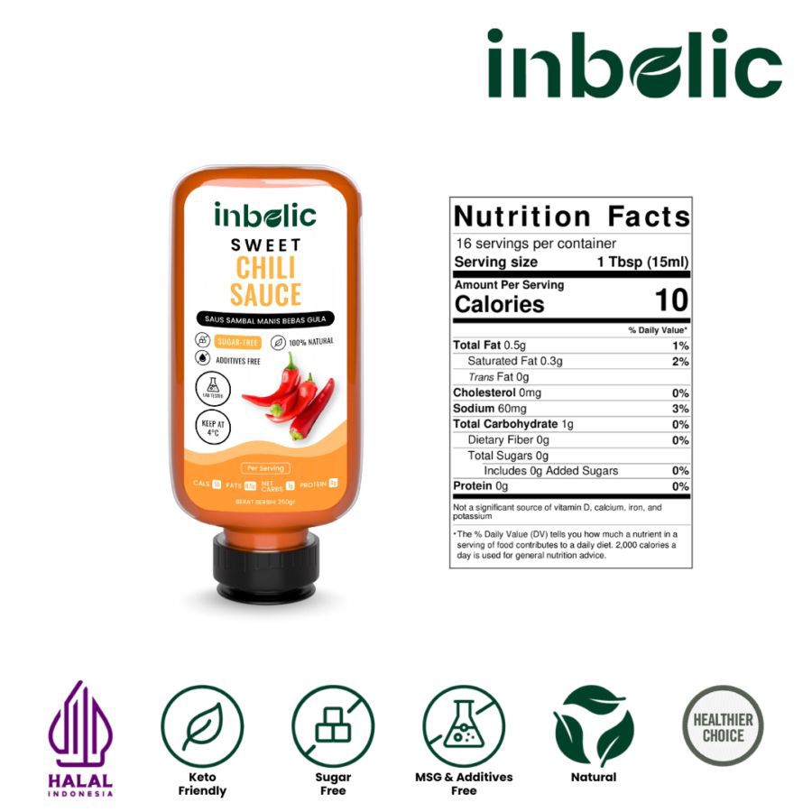 Inbolic Sugar-Free Sweet Chili Sauce 250gram