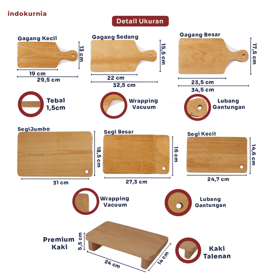 Talenan Kayu Segi Besar Premium 1pcs
