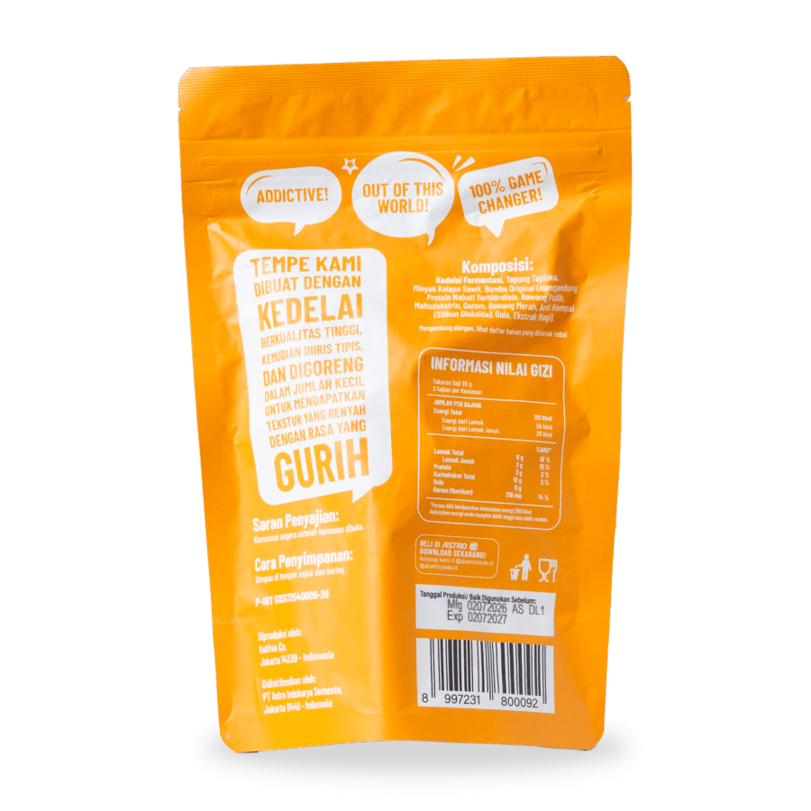 Tempe Chips Original Non MSG Keripik Tempe Astro Goods 60gram