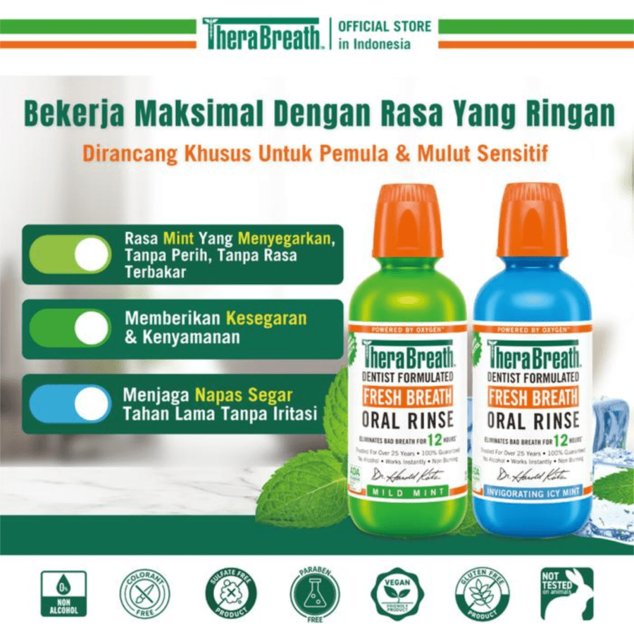 TheraBreath Icy Mint Dentist Formulated Fresh Breath Oral Rise Mouthwash 473ml