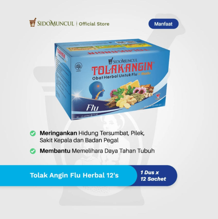 Tolak Angin Flu Obat Flu Batuk Demam Pusing 12 sachets 1box, 12sachet