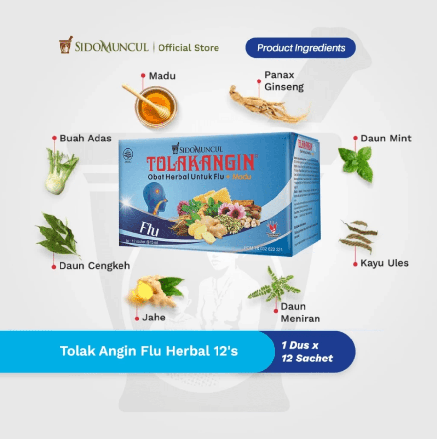 Tolak Angin Flu Obat Flu Batuk Demam Pusing 12 sachets 1box, 12sachet
