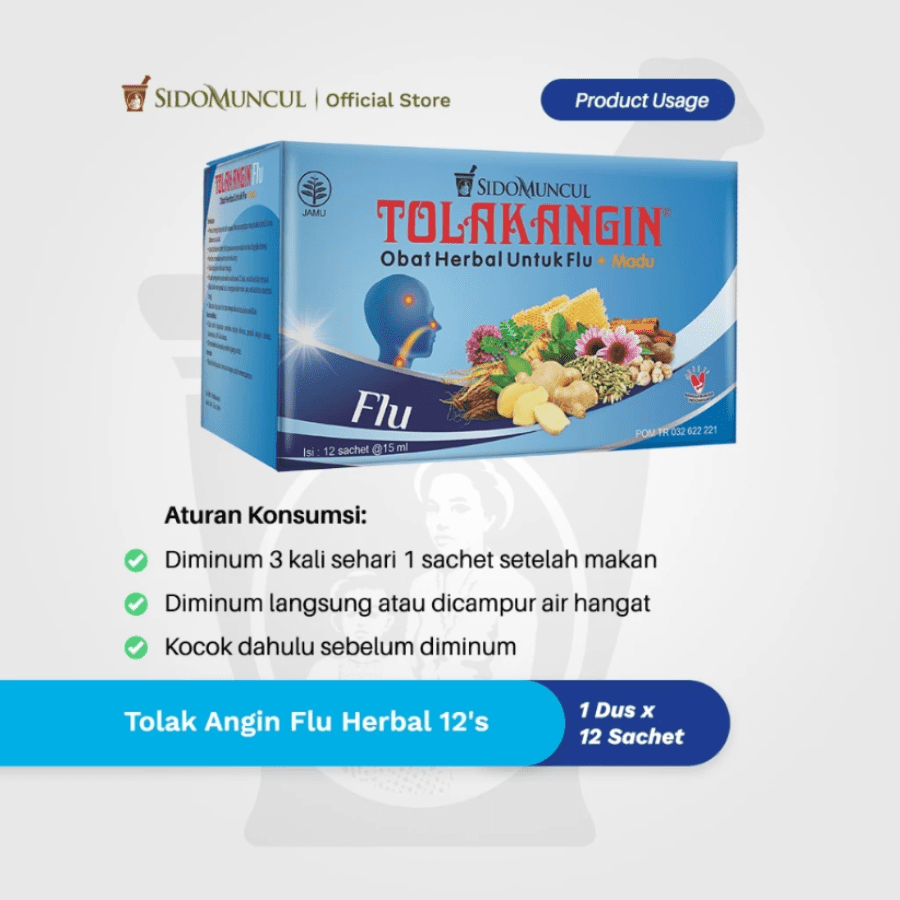 Tolak Angin Flu Obat Flu Batuk Demam Pusing 12 sachets 1box, 12sachet