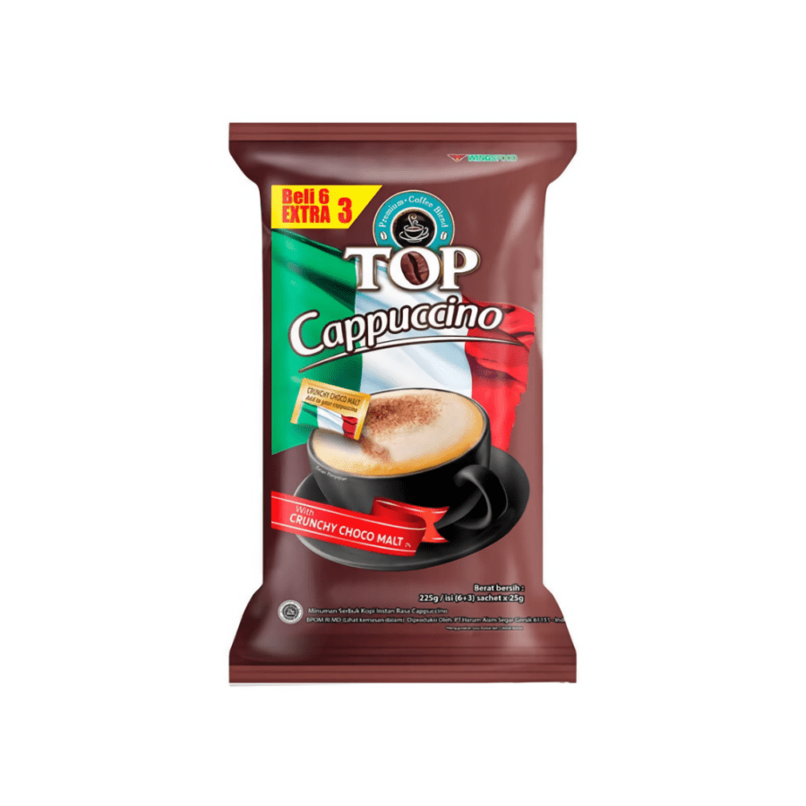 Top Coffee Cappucino Kopi Bubuk 6+3 sachets x 25gr 225gram
