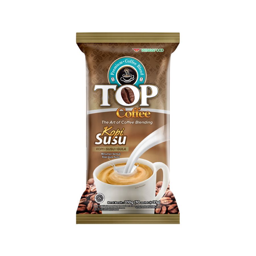 Top Coffee Kopi Susu 3in1 Kopi Bubuk Pack 10 sachets x 31gr 310gram
