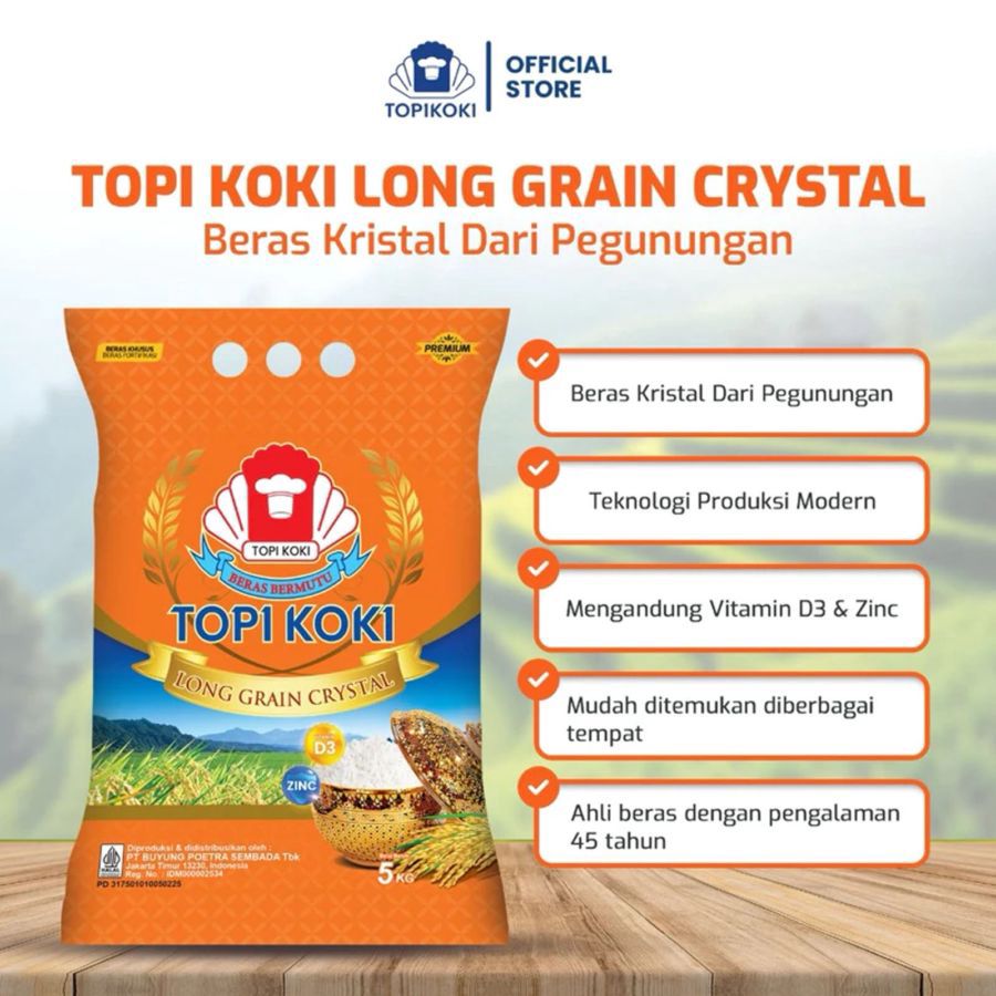 Topi Koki Long Grain Crystal Beras Khusus 5kg