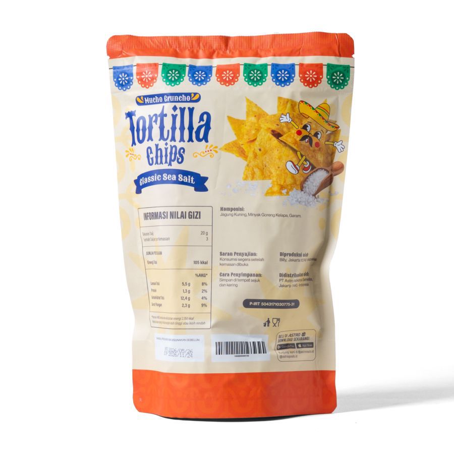 Tortilla Chips Classic Sea Salt Mucho Cruncho Astro Goods 60gram