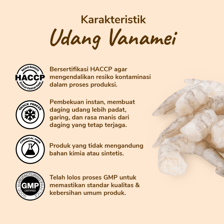 Udang Vanamei Potong Kepala HL V 21/30 Java Sea x Astro Farm 200gram