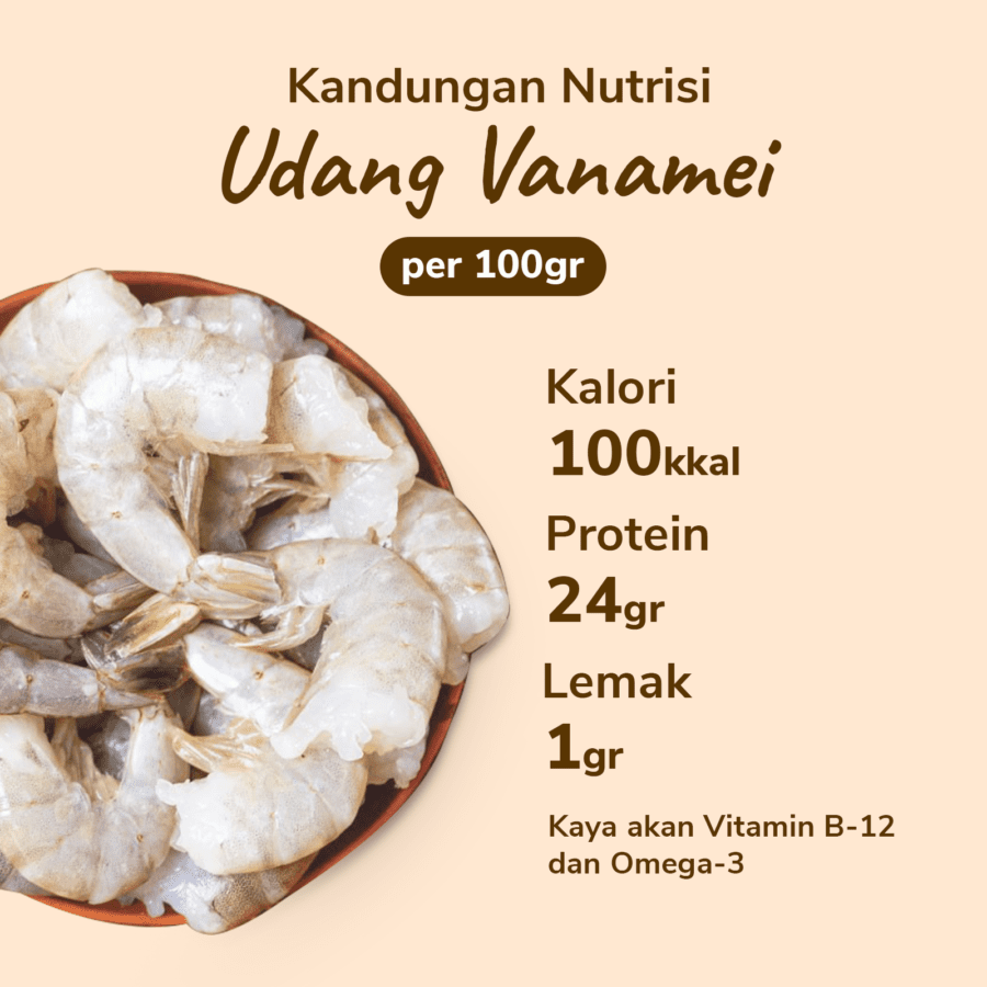 Udang Vanamei Potong Kepala HL V 21/30 Java Sea x Astro Farm 200gram
