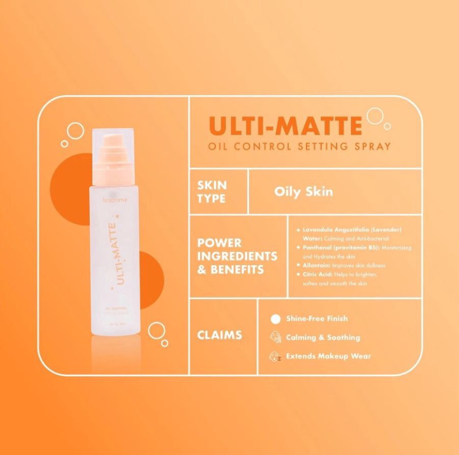 Luxcrime Ulti Matte Oil Control Setting Spray Wajah 50ml