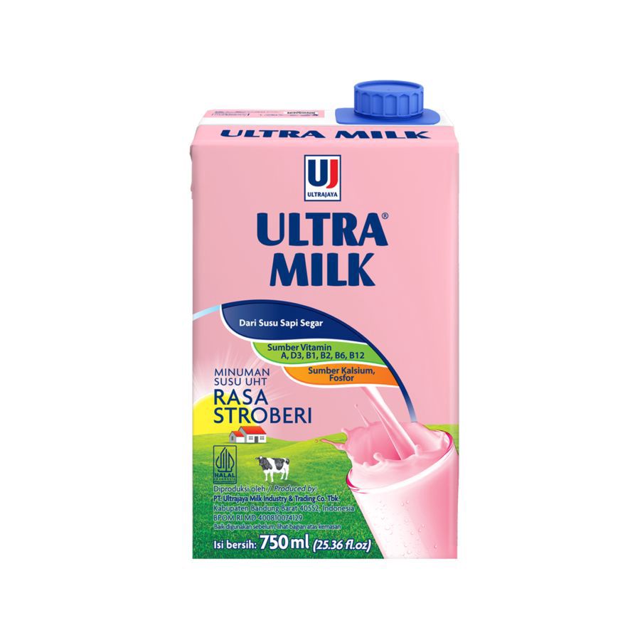 Ultra Milk Strawberry Susu UHT 750ml