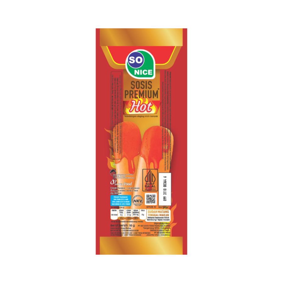 So Nice Sosis Premium Hot 55gram