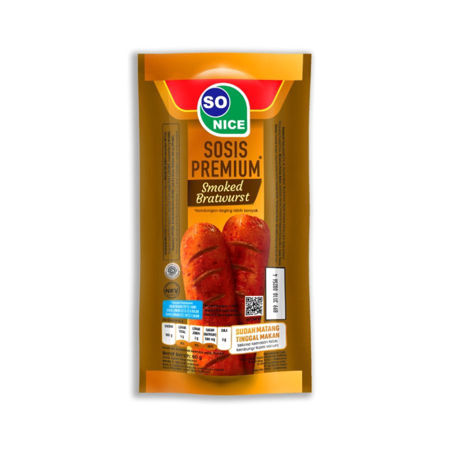 So Nice Sosis Premium Smoked Bratwurst 60gram